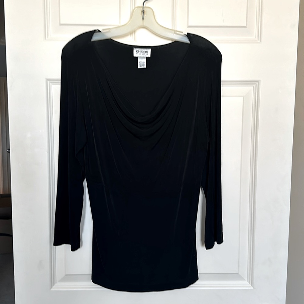 Chico’s size 1 black shirt.